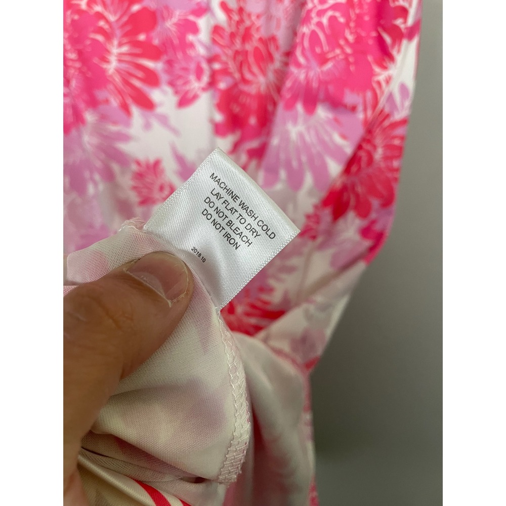 Jean-Pierre Klifa Paris Pink Floral Sleeveless Dress Size Small Preppy Coastal - Picture 9 of 9